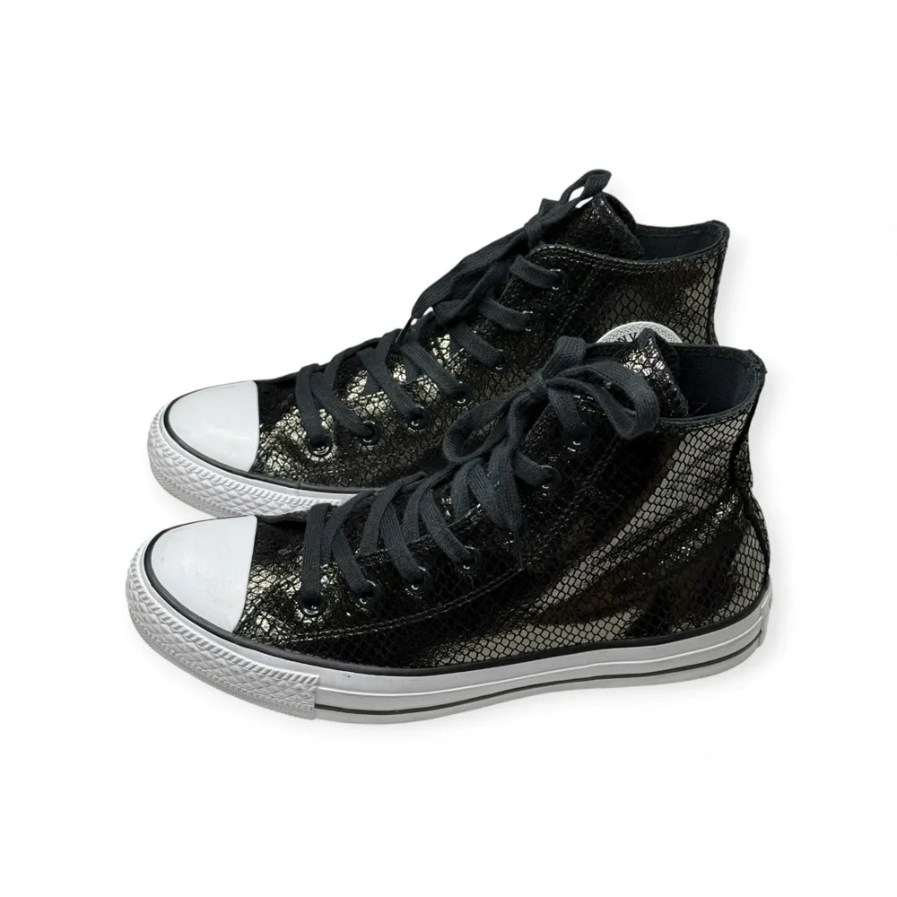 new Converse ✪ CTAS Metallic Snake Hi Top Sneaker ✪ Black Iridescent Sheen ✪ 8M - Picture 7 of 16